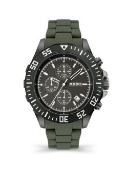 Men's Chrono 3 Eyes Date Green Plastic Strap Watch, 46mm