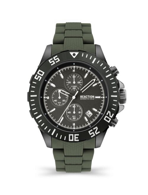 Kenneth Cole Reaction Men's Chrono 3 Eyes Date Green Plastic Strap Watch, 46mm
