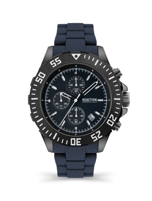 Kenneth Cole Reaction Men's Chrono 3 Eyes Date Blue Plastic Strap Watch, 46mm