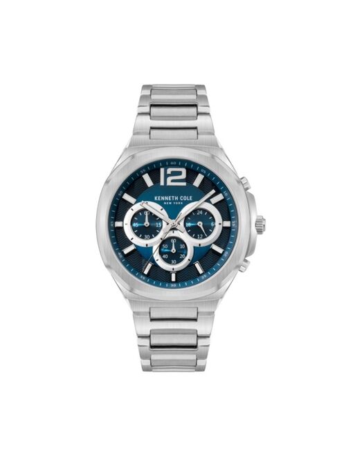 Kenneth Cole New York Men's Chronograph Silver-Tone Stainless Steel Bracelet Watch 43.5mm