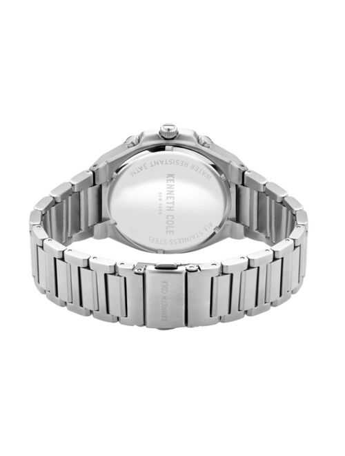 Kenneth Cole New York Men's Chronograph Silver-Tone Stainless Steel Bracelet Watch 43.5mm