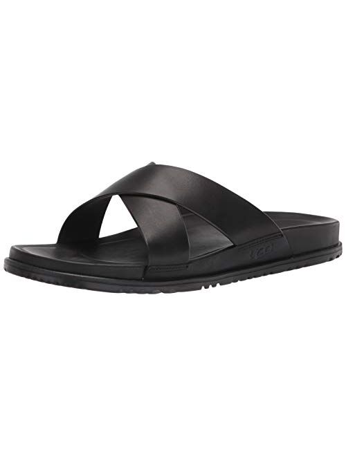 UGG Men's Wainscott Leather Slip-On Slide Sandal