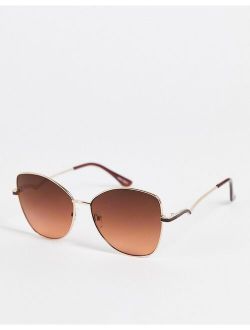 Jeepers Peepers womens cat eye sunglasses in brown