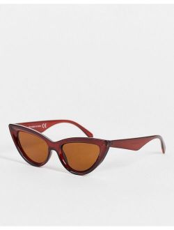 plastic cateye sunglasses brown