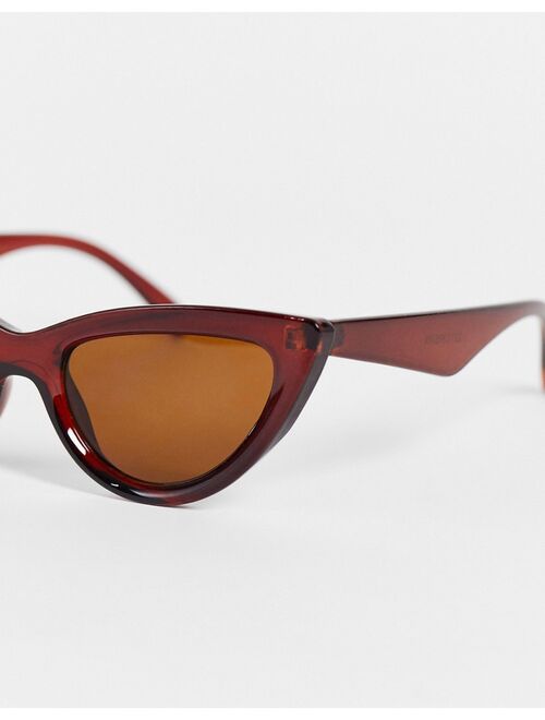 Topshop plastic cateye sunglasses brown