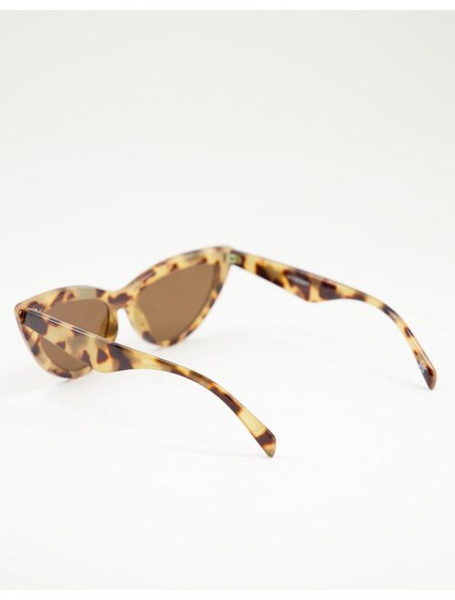 ASOS DESIGN bevelled cat eye sunglasses in milky tort