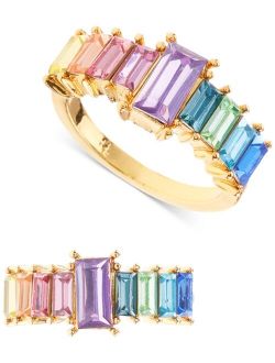 Gold-Tone Rainbow Baguette-Stone Band Ring, Created for Macy's