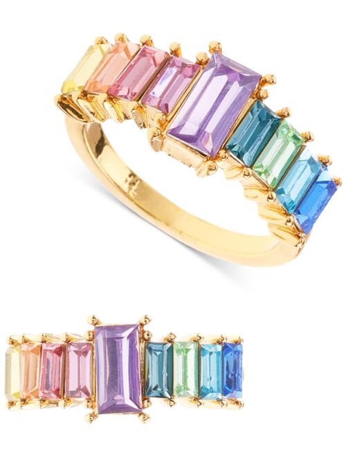 INC International Concepts Gold-Tone Rainbow Baguette-Stone Band Ring, Created for Macy's