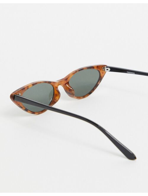 ASOS DESIGN cat eye sunglasses in tort with shiny black arms