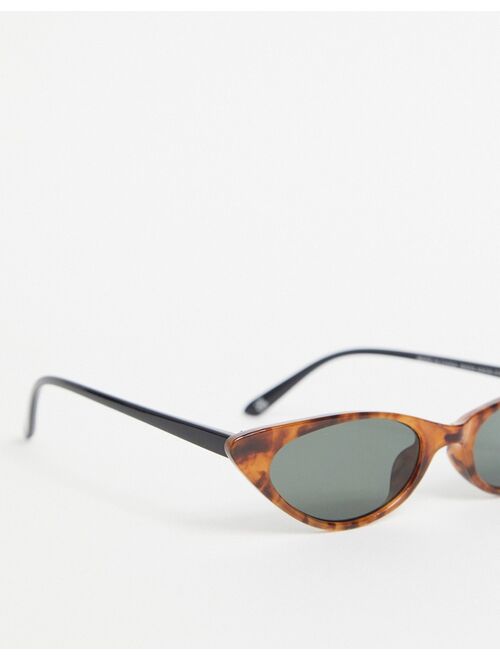ASOS DESIGN cat eye sunglasses in tort with shiny black arms