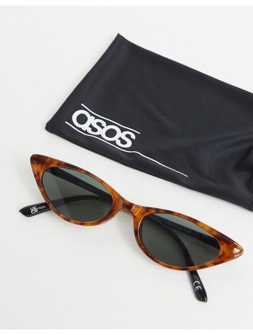 ASOS DESIGN cat eye sunglasses in tort with shiny black arms