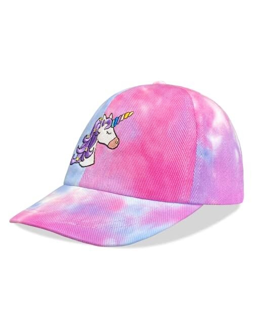 accsa Girls Baseball Cap Kids Trucker Hat Tie-Dye Unicorn Baseball Hats Girls Cute Unicorn Hats with Snapback for Summer