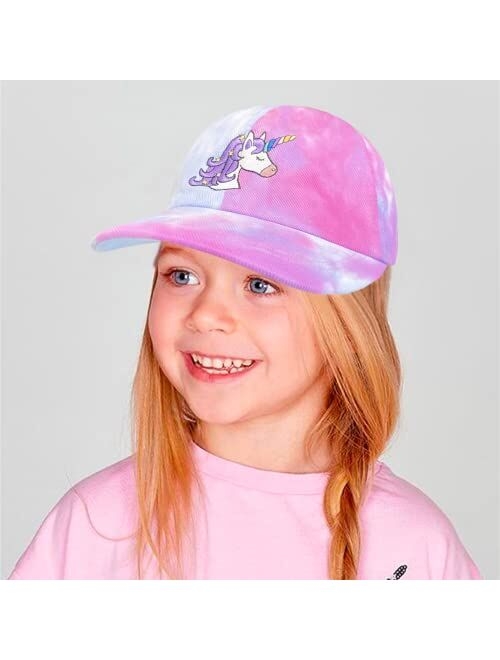 accsa Girls Baseball Cap Kids Trucker Hat Tie-Dye Unicorn Baseball Hats Girls Cute Unicorn Hats with Snapback for Summer
