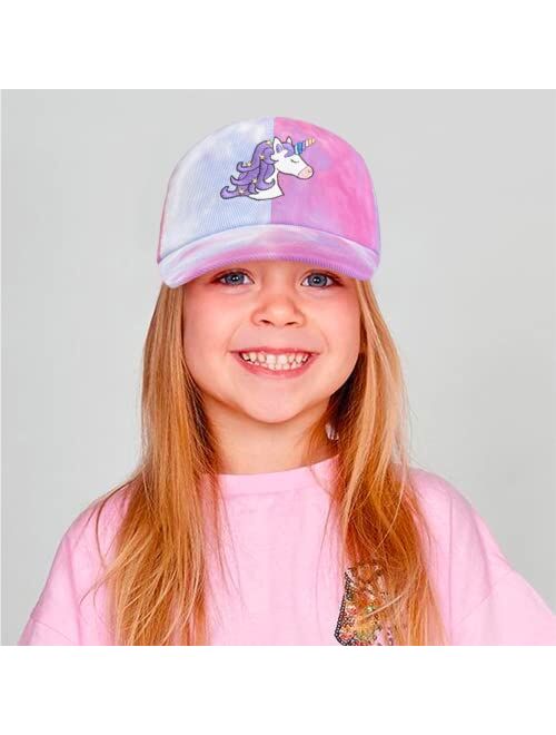 accsa Girls Baseball Cap Kids Trucker Hat Tie-Dye Unicorn Baseball Hats Girls Cute Unicorn Hats with Snapback for Summer
