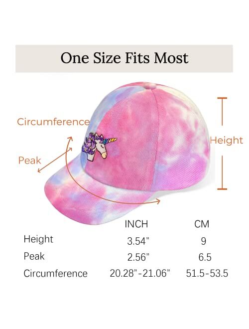 accsa Girls Baseball Cap Kids Trucker Hat Tie-Dye Unicorn Baseball Hats Girls Cute Unicorn Hats with Snapback for Summer