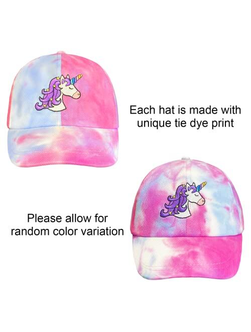 accsa Girls Baseball Cap Kids Trucker Hat Tie-Dye Unicorn Baseball Hats Girls Cute Unicorn Hats with Snapback for Summer