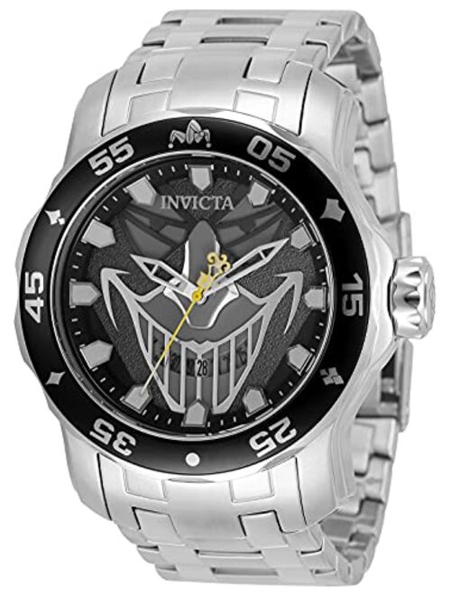 Invicta Men's 35615 DC Comics Joker Quartz Watch with Stainless Steel Strap, Silver, 26