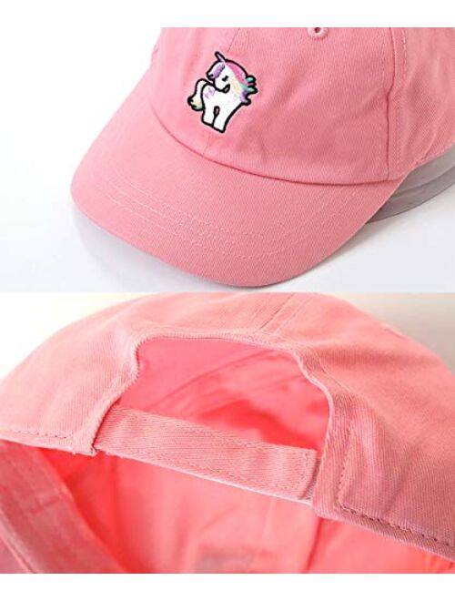 Julerwoo Kids Girls Unicorn Baseball Cap Pink Cotton Sun Hat for 3-12Y