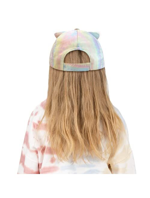 accsa Girls Cute Cat Trucker Hat Adjustable Tie Dye Baseball Cap Toddler Summer Snapback Cap with 3D Ears