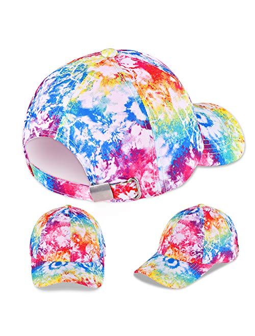 Y.W.Y Rainbow Tie-Dye Baseball Cap Dad Cap Unicorn Girls Gift Set for Outdoor Sports