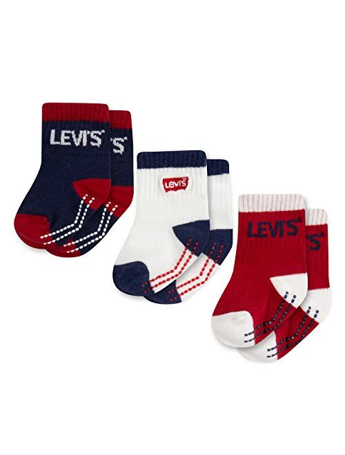Levi's baby-girls Mid Cut Ankle Gripper Socks (3-pack)