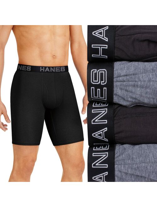 Men's Hanes® 4-pack Ultimate Comfort Flex Fit Total Support Pouch™ Long-Leg Boxer Briefs