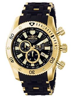 Men's 0140 Sea Spider Collection 18k Gold Ion-Plated and Black Polyurethane Watch