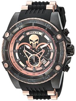 Men's 26861 Marvel Stainless Steel Quartz Watch with Silicone Strap, Black, 26