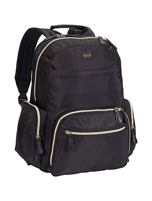 Kenneth Cole Reaction Women's Sophie Backpack Silky Nylon 15" Laptop & Tablet RFID Bookbag for School, Work, & Travel, Black, One Size