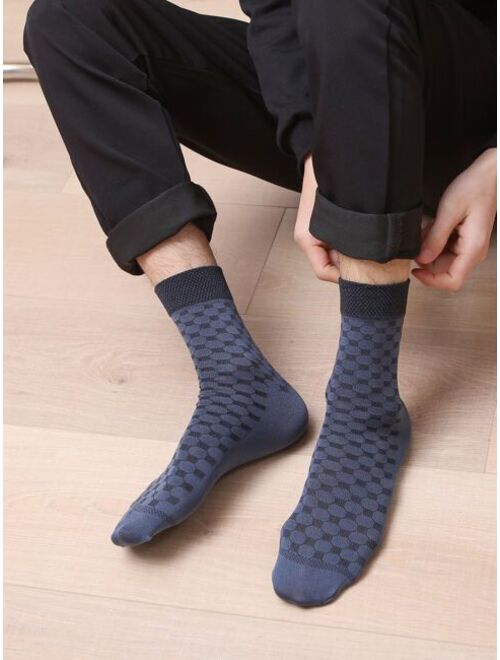 Shein 8pairs Men Geometric Print Crew Socks