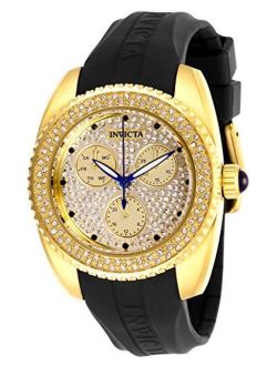 Women's 28485 Angel Stainless Steel Quartz Watch with Silicone Strap, Black, 20