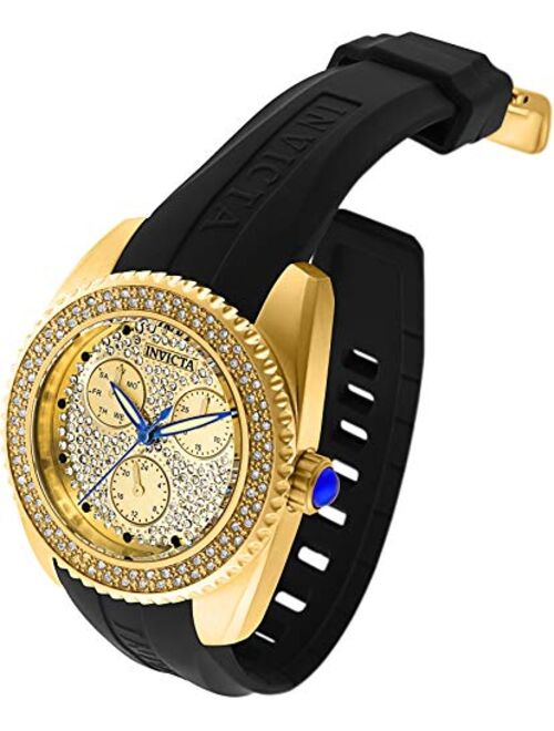 Invicta Women's 28485 Angel Stainless Steel Quartz Watch with Silicone Strap, Black, 20