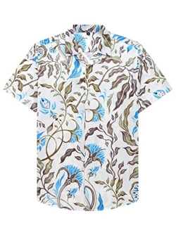 Alimens & Gentle 100% Cotton Regular Fit Short Sleeve Casual Hawaiian Shirt for Men