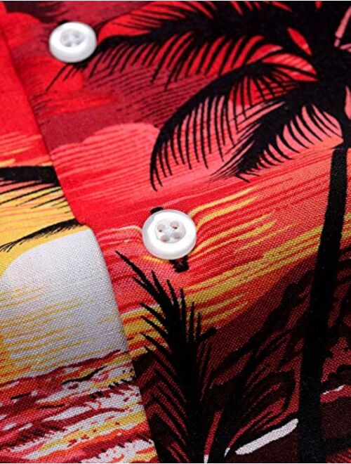 Alimens & Gentle 100% Cotton Regular Fit Short Sleeve Casual Hawaiian Shirt for Men
