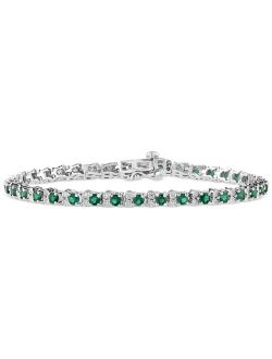 Collection EFFY® Emerald (3 ct. t.w.) & Diamond (1/4 ct. t.w.) Tennis Bracelet in Sterling Silver (Also in Ruby and Sapphire)