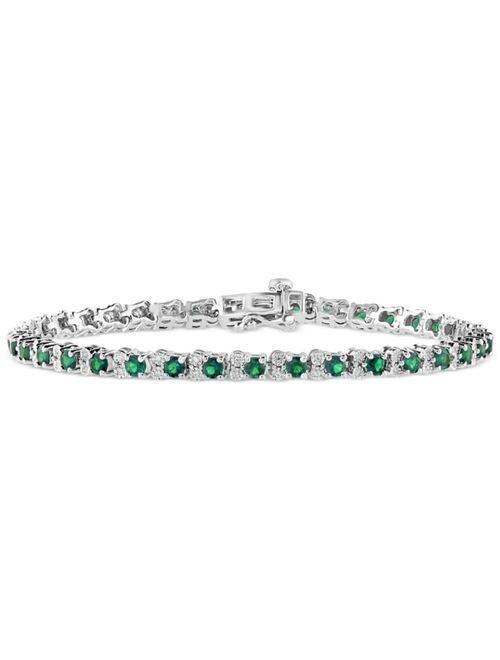 EFFY Collection EFFY® Emerald (3 ct. t.w.) & Diamond (1/4 ct. t.w.) Tennis Bracelet in Sterling Silver (Also in Ruby and Sapphire)