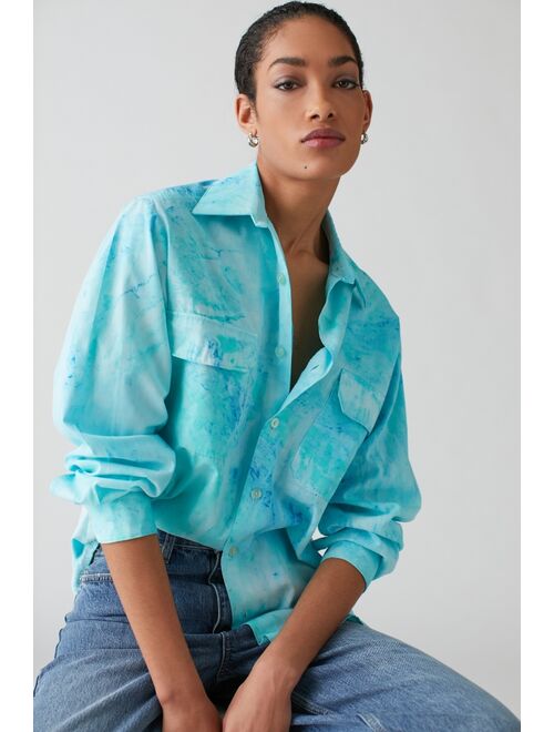 Urban Outfitters Urban Renewal Recycled Marble Dye Button-Down Shirt