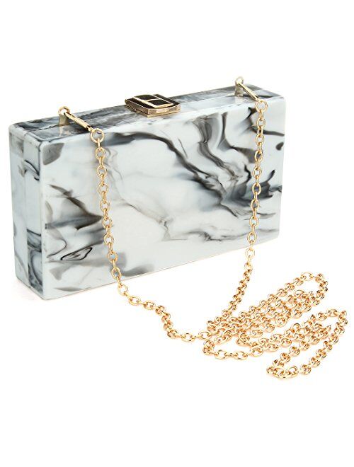 Ssmy Women Acrylic Clutch Purse Perspex Box Handbags for Women Marble Pattern Desiger