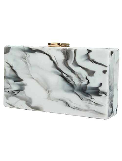Ssmy Women Acrylic Clutch Purse Perspex Box Handbags for Women Marble Pattern Desiger