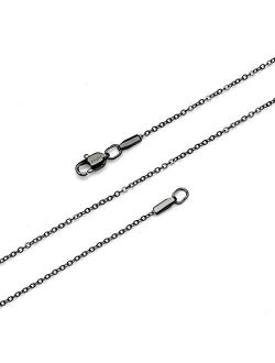 AmyRT Jewelry 1.2mm Titanium Steel Black Gold Silver Cable Chain Necklaces for Women 16 to 30 Inches