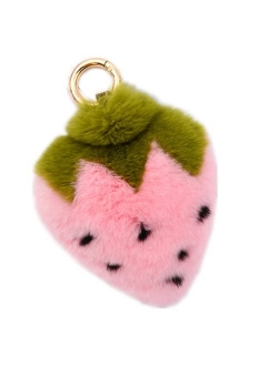 Cute Fruits Keychain Rabbit Fur Backpack pendant Pom Pom Kawaii Key Ring for Car Fluffy Strawberry Banana Watermelon