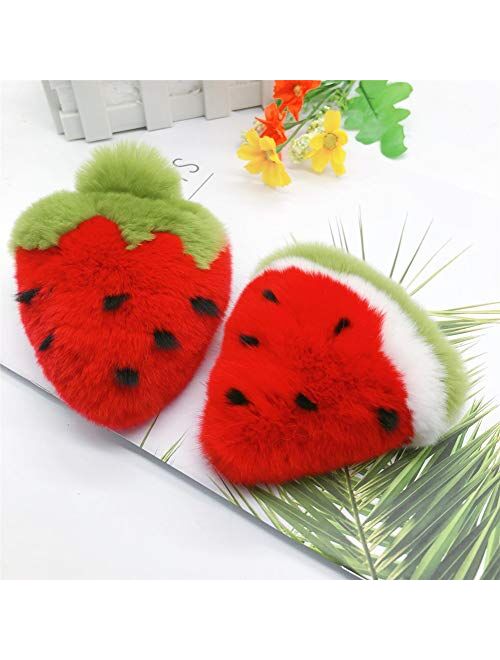 Cute Fruits Keychain Rabbit Fur Backpack pendant Pom Pom Kawaii Key Ring for Car Fluffy Strawberry Banana Watermelon