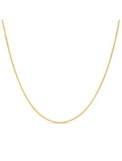 KEZEF Children's Sterling Silver Chain Necklace for Girls or Boys - 14 inch - Box or Cable Link Chain