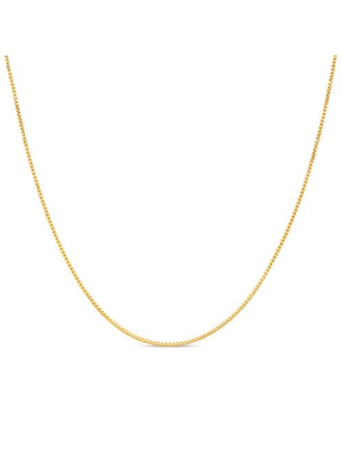 KEZEF Children's Sterling Silver Chain Necklace for Girls or Boys - 14 inch - Box or Cable Link Chain