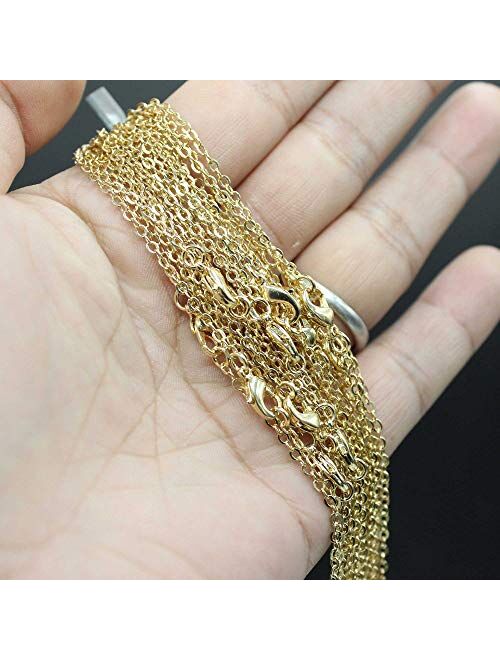 ALEXCRAFT 12 PCS Bulk Gold Plated Chains for Jewelry Making Chains for Necklaces DIY Brass Chains Bulk Pack 18,20,24,26 inches Tarnish Resistant