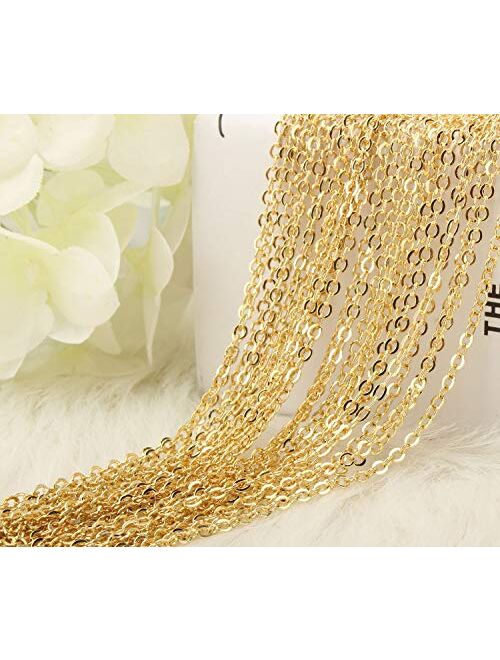 ALEXCRAFT 12 PCS Bulk Gold Plated Chains for Jewelry Making Chains for Necklaces DIY Brass Chains Bulk Pack 18,20,24,26 inches Tarnish Resistant