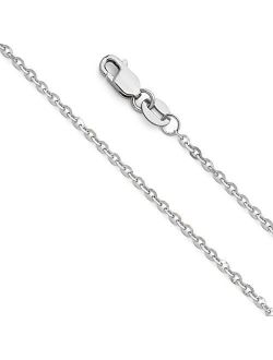 The World Jewelry Center 14k REAL Yellow OR White Gold Solid 1.5mm Side Diamond Cut Rolo Cable Chain Necklace with Lobster Claw Clasp