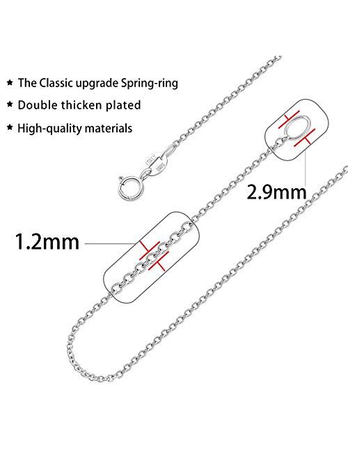 CIELTEAR 925 Sterling Silver Chain Necklace for Women Girls 1.2mm Cable Chain Italian Thin Silver Chain Super Sturdy & Lasting Shiney 16/18/20/22/24 Inch
