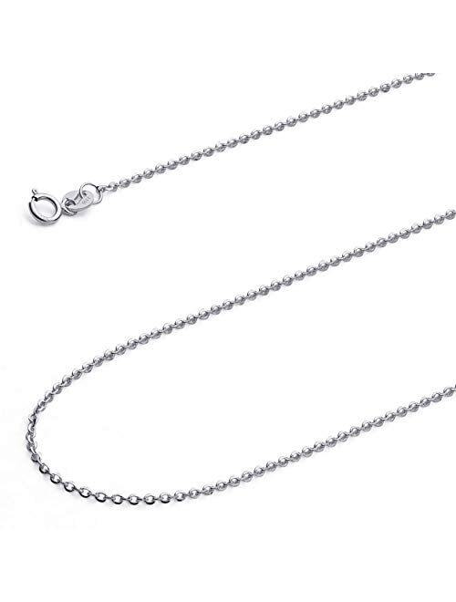 The World Jewelry Center 14k REAL Yellow OR White Gold Solid 1mm Side Diamond Cut Rolo Cable Chain Necklace with Spring Ring Clasp