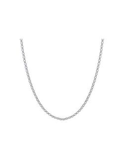 Verona Jewelers 925 Sterling Silver 1.5MM 2MM 2.5MM Circle Rolo Link Chain Necklace- Belcher Chain Rolo Link Necklace for Women, Necklace for Pendant,16,18,20,24,30
